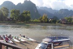 Vang Vieng kayaking and biking to waterfalls 1 day tour 